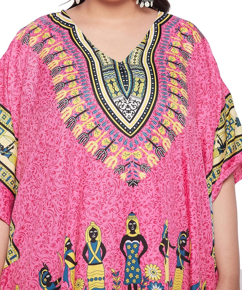Oussum Short Caftans for Women Plus Size Kaftan Tunic Tops Polyester Summer Beach Clothing Mini Cover Ups Dress for Ladies - Image 2